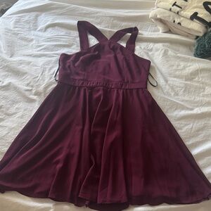 Lulu's Wine Crisscross-Back Party Dress